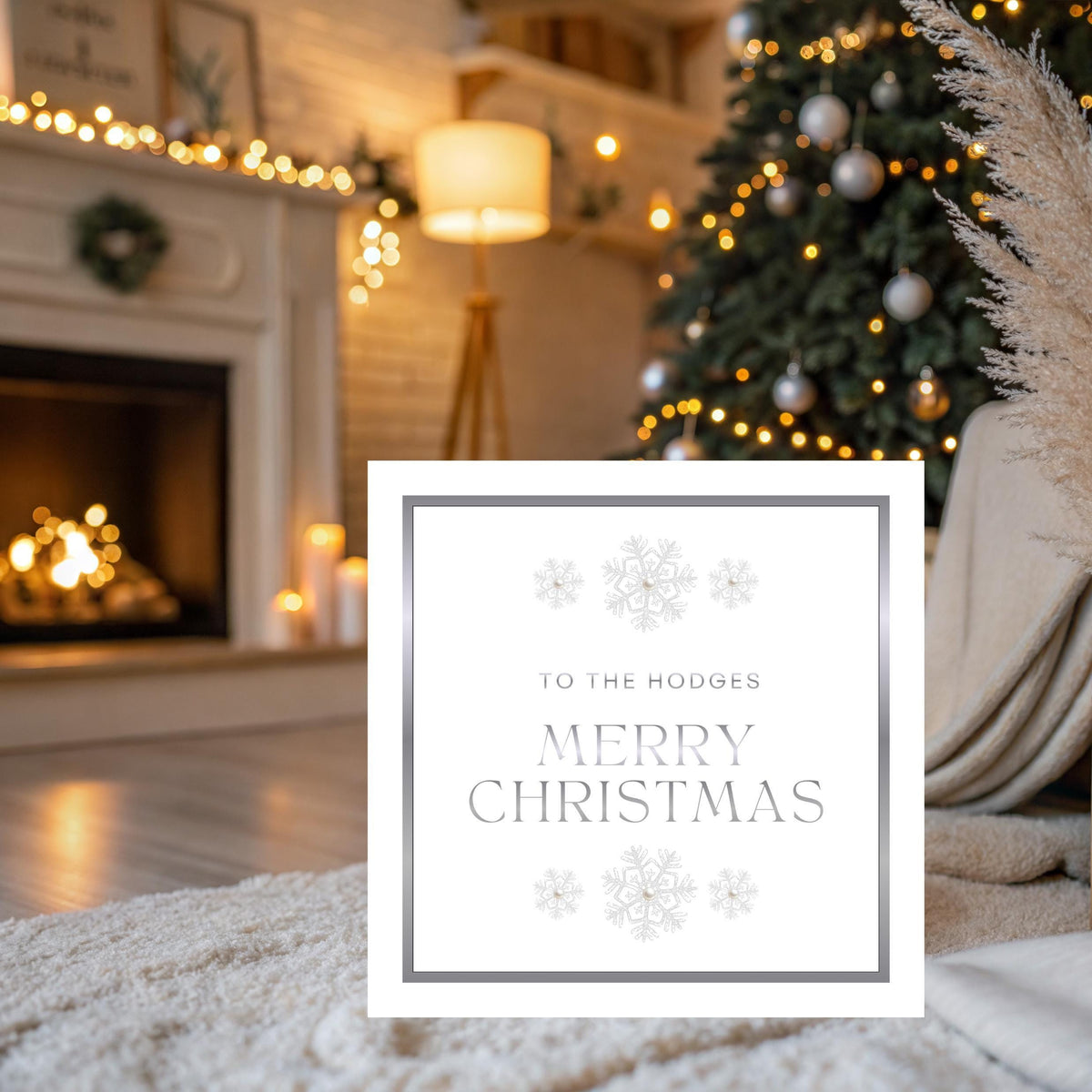 Custom Name Card, Personalized Christmas with Foil and Pearl Finish