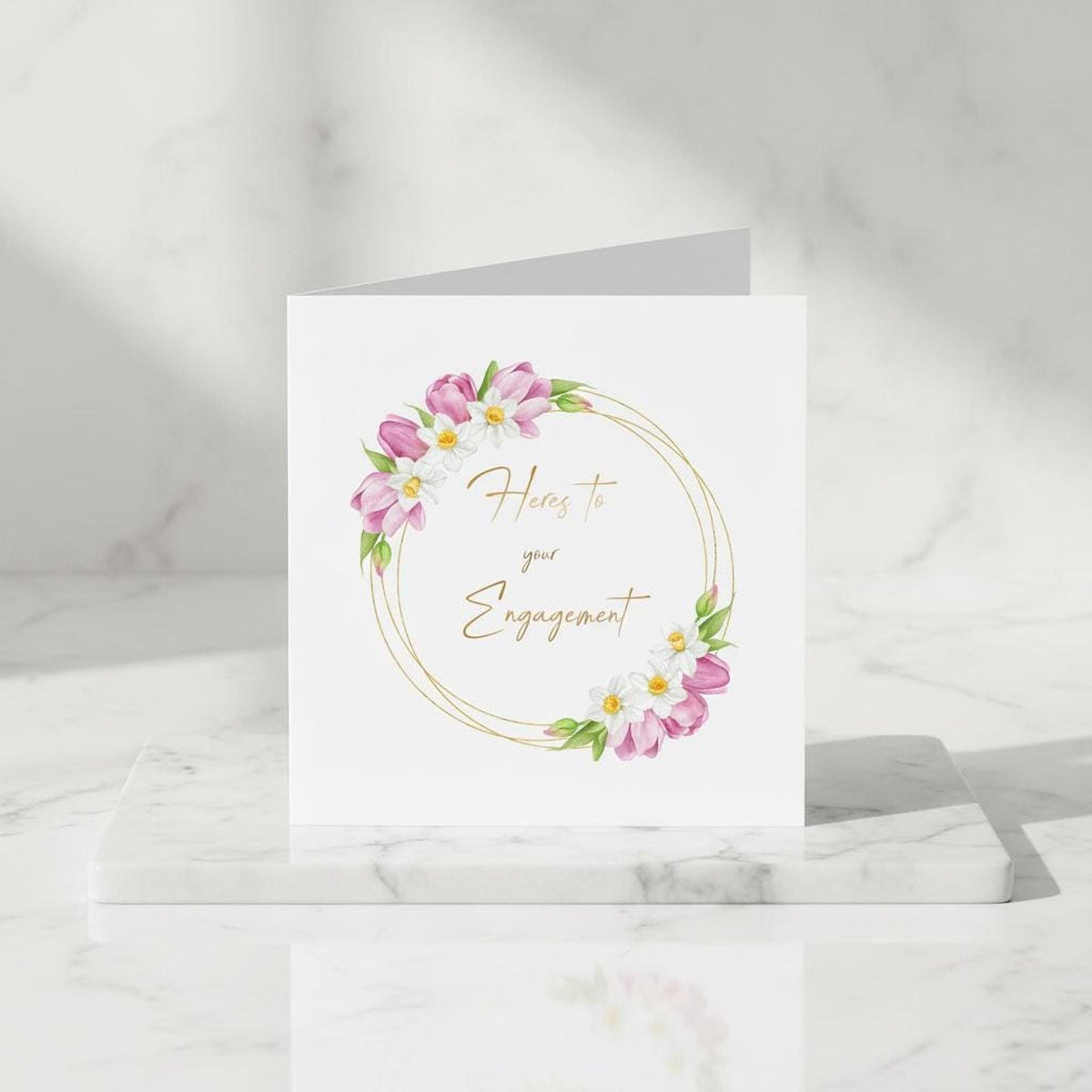 Engagement Card, Floral Watercolour Flower Design, Made To Order, For Celebrating Love