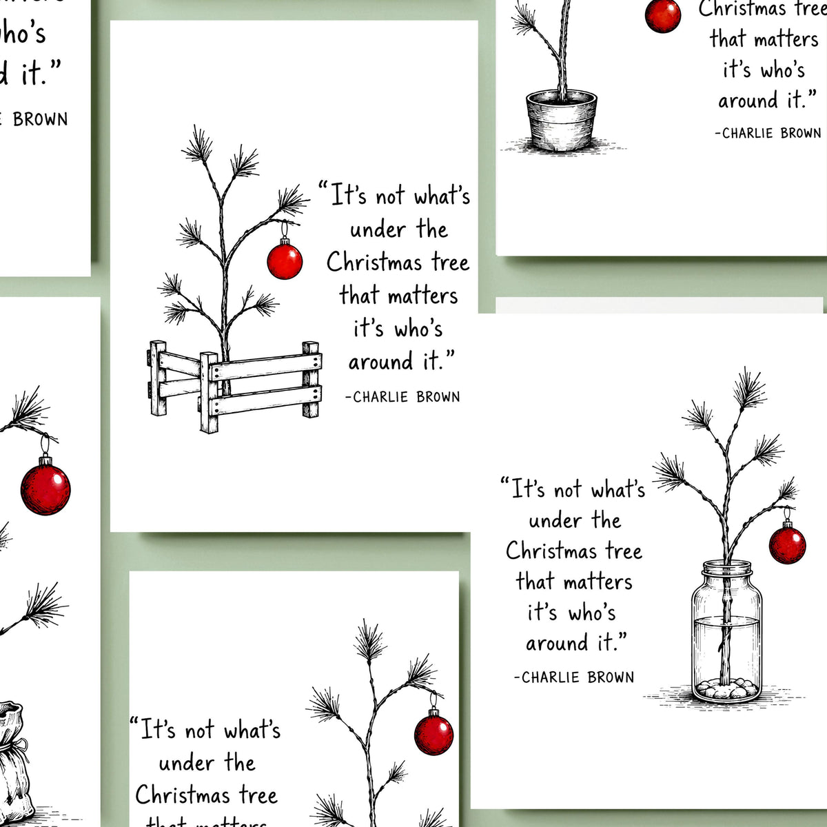 Four Card Bundle, 5x7 Minimal Christmas Greeting With Book Quote