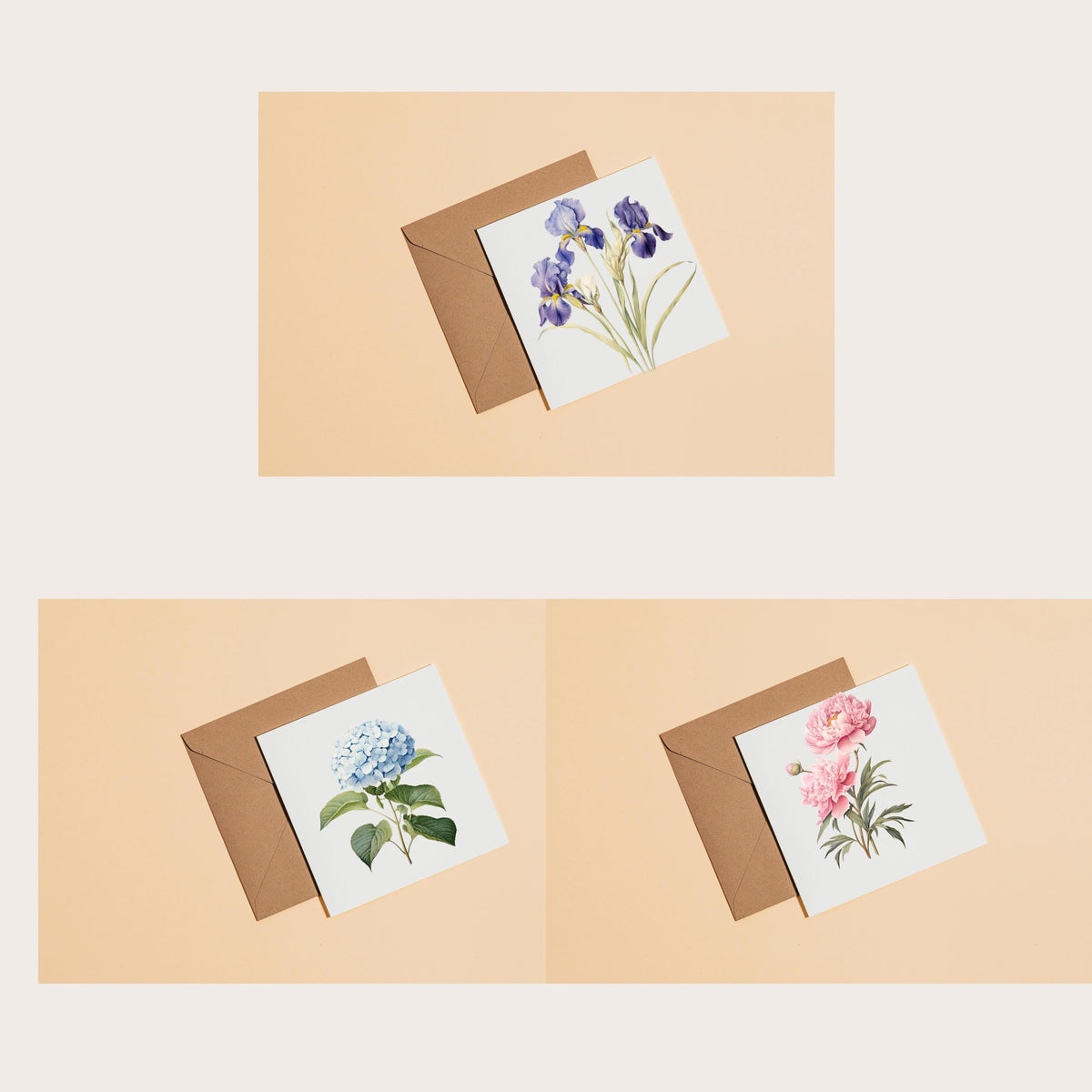 Flower Card Bundle, English Watercolour Stationery Set, Blue Hydrangea