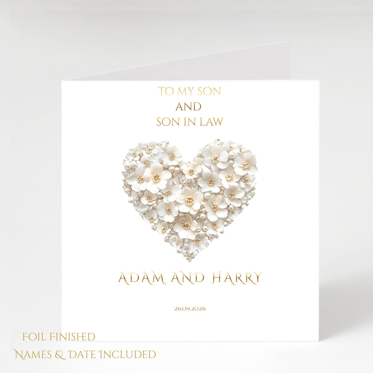 Personalized Wedding Card for Son and Son-in-Law, Custom Names and Date
