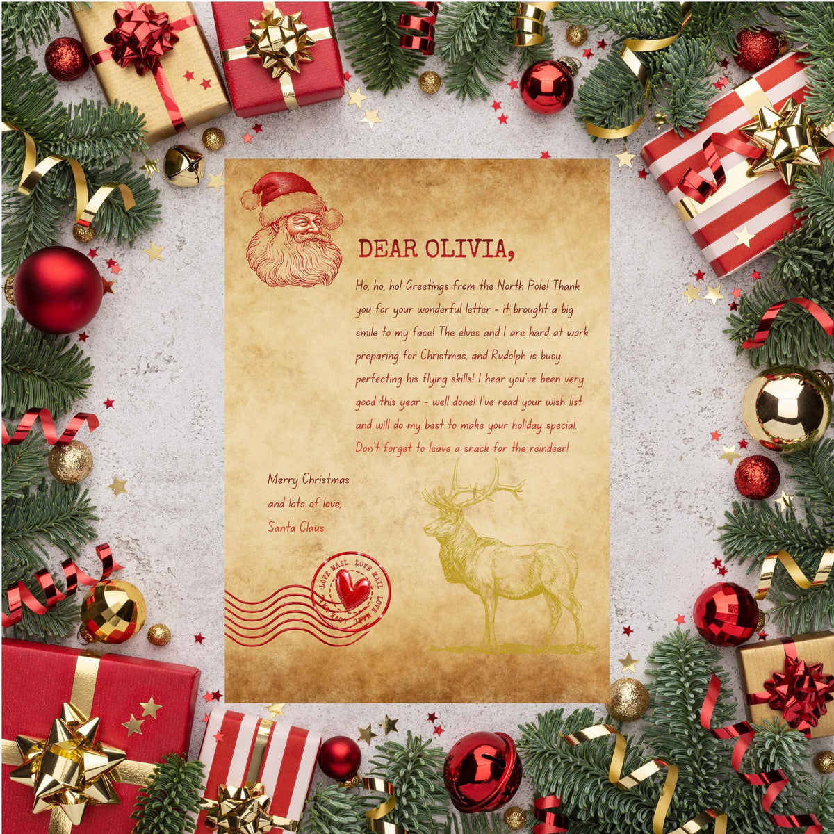 Personalised Letter from Santa Foil Finish A4 size