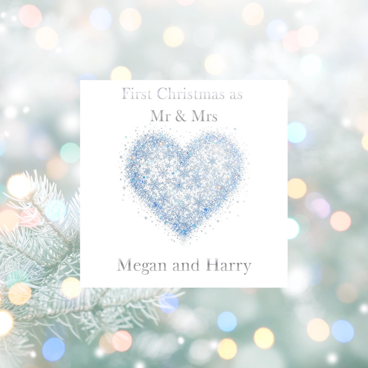 First Christmas Card, Personalised Mr And Mrs With Foiled Finish