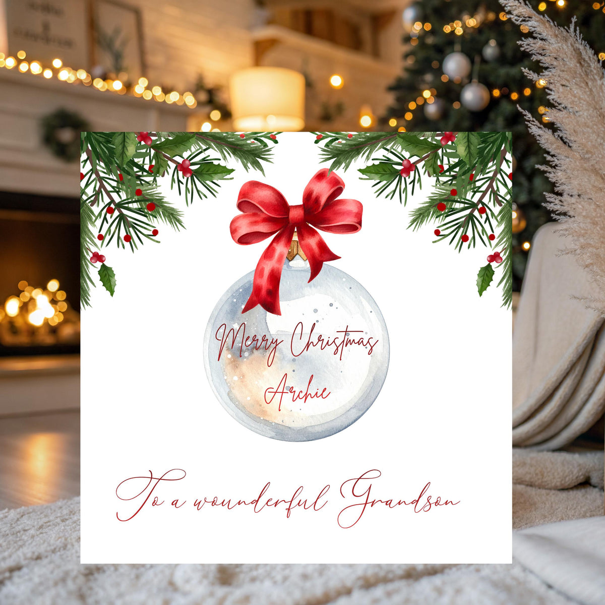 Custom Foil Card, Personalized Christmas Design with Colour Selection, Made To Order