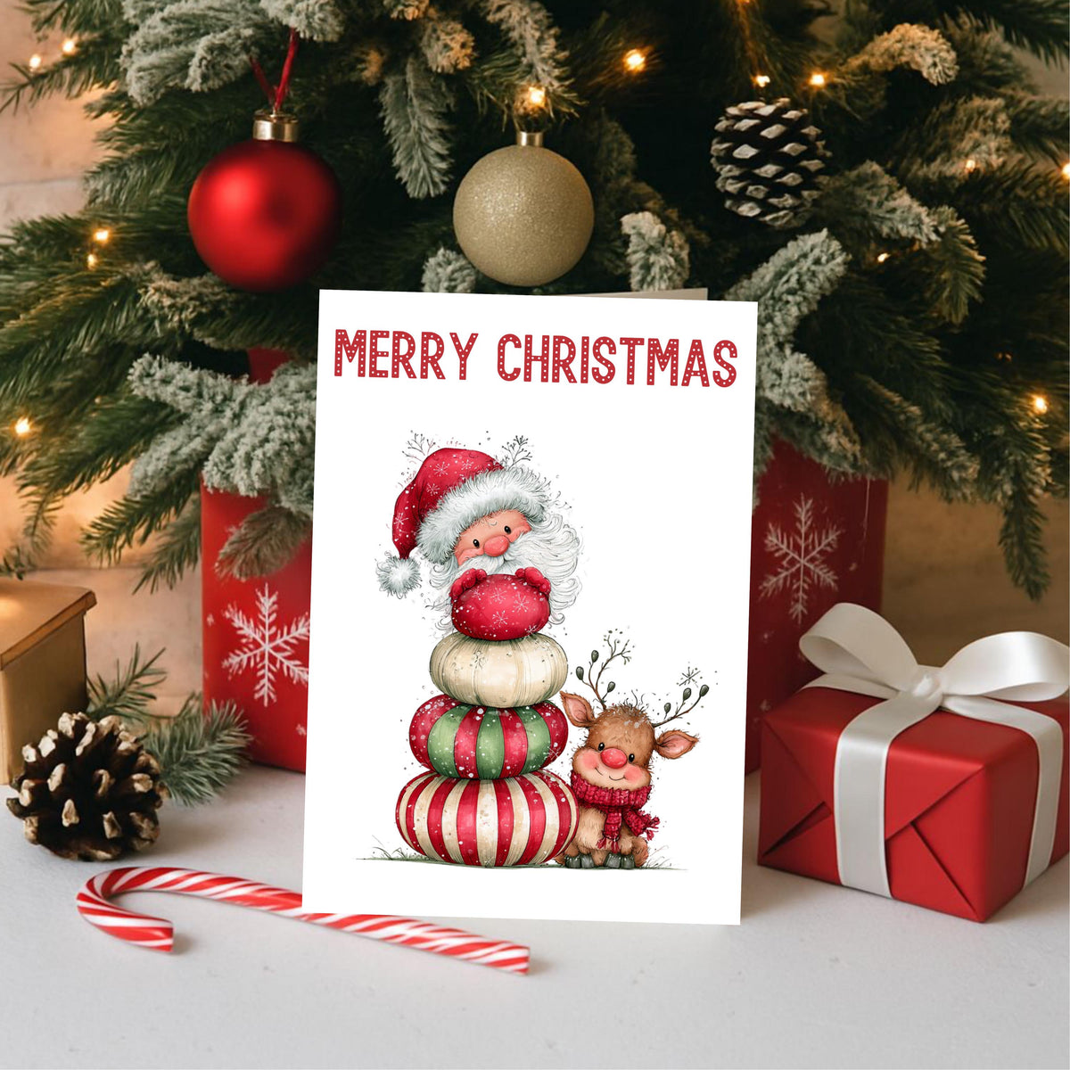 Christmas Card Set, Six Illustrated Holiday Designs with Matching Envelopes