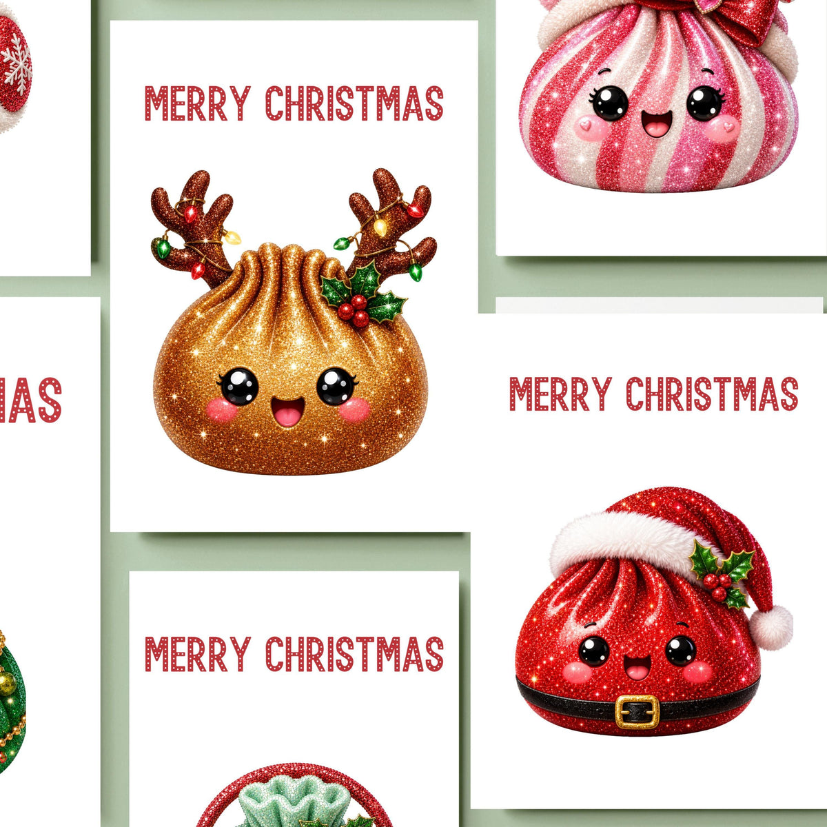 Tiny Christmas Cards, Set Of 6 With Matching Envelopes, Blank Inside