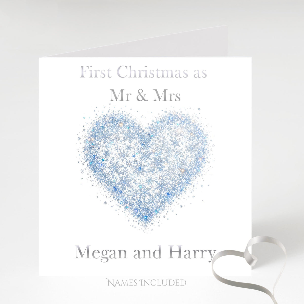 First Christmas Card, Personalised Mr And Mrs With Foiled Finish