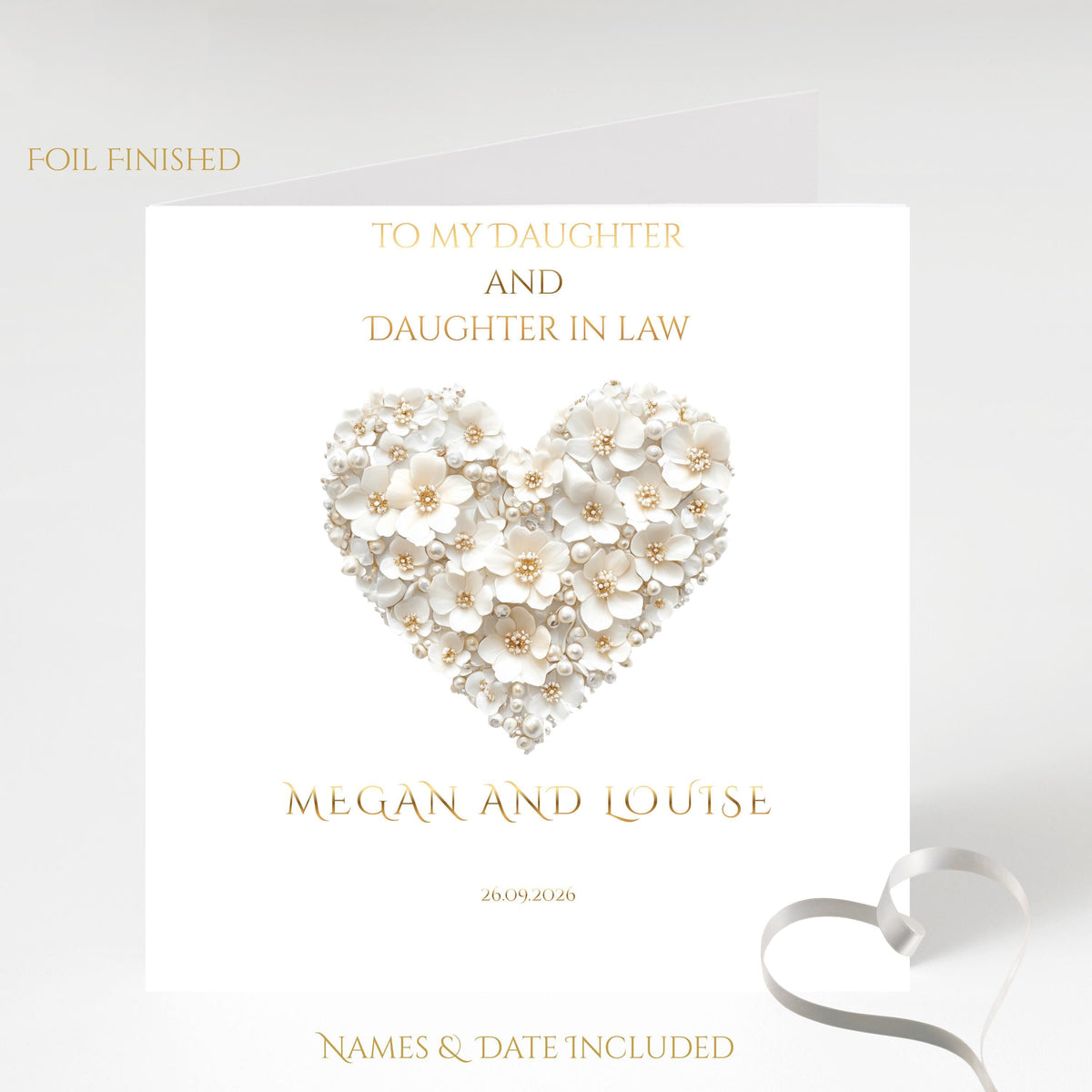 Personalised Wedding Card for Daughter-In-Law, Custom Names & Date, Foil Finish