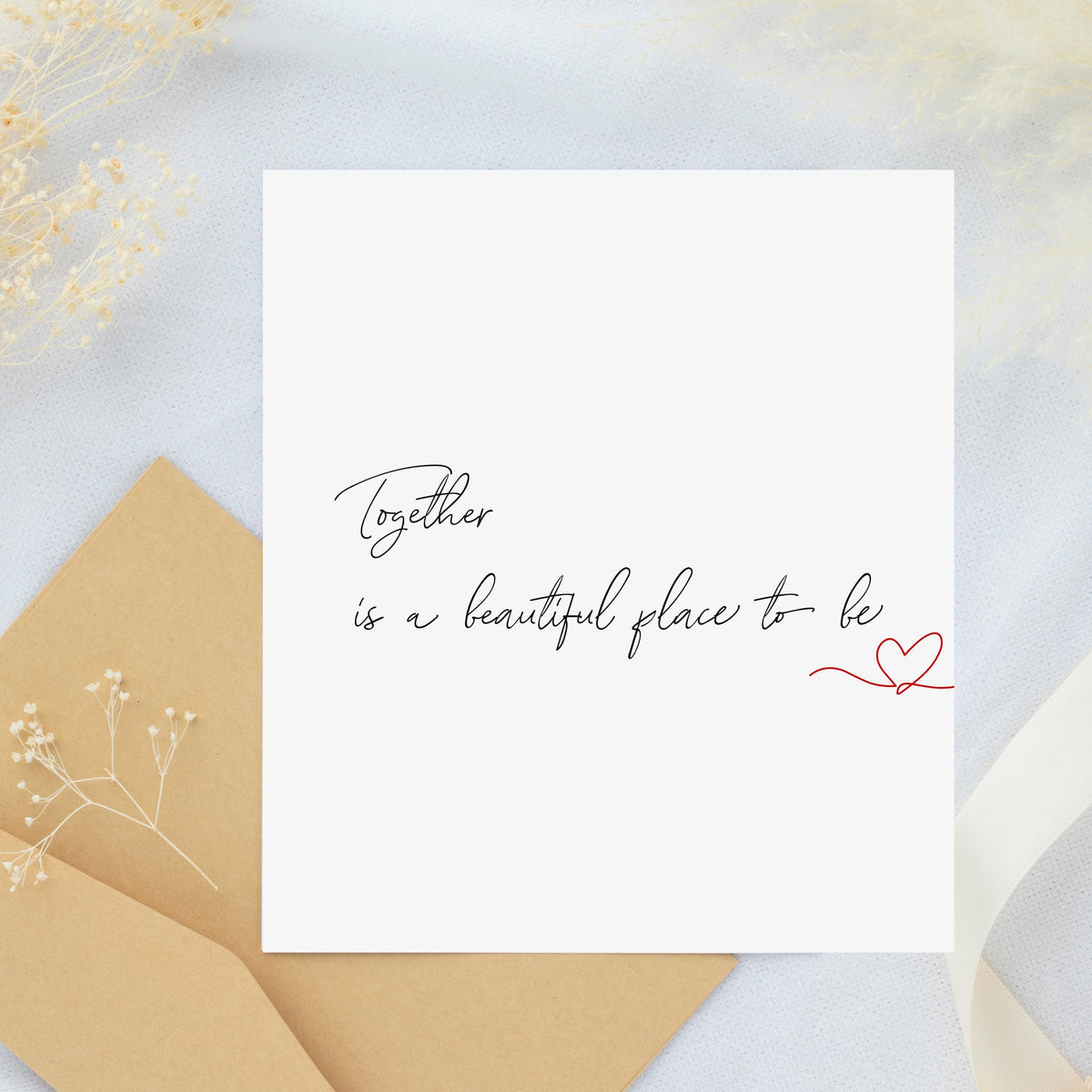 Engagement Card with Handwritten Love Message, Minimalist Modern Design