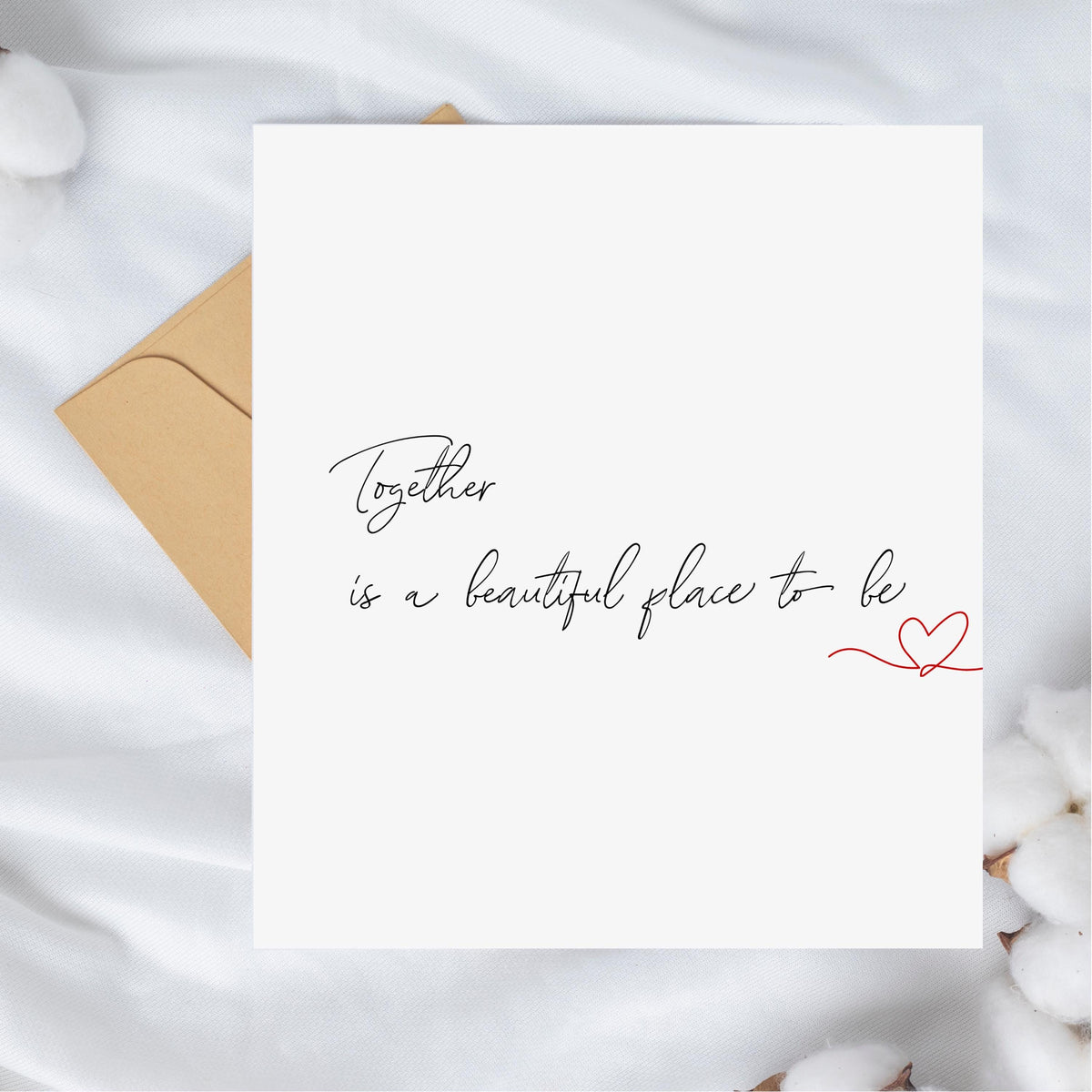 Engagement Card with Handwritten Love Message, Minimalist Modern Design