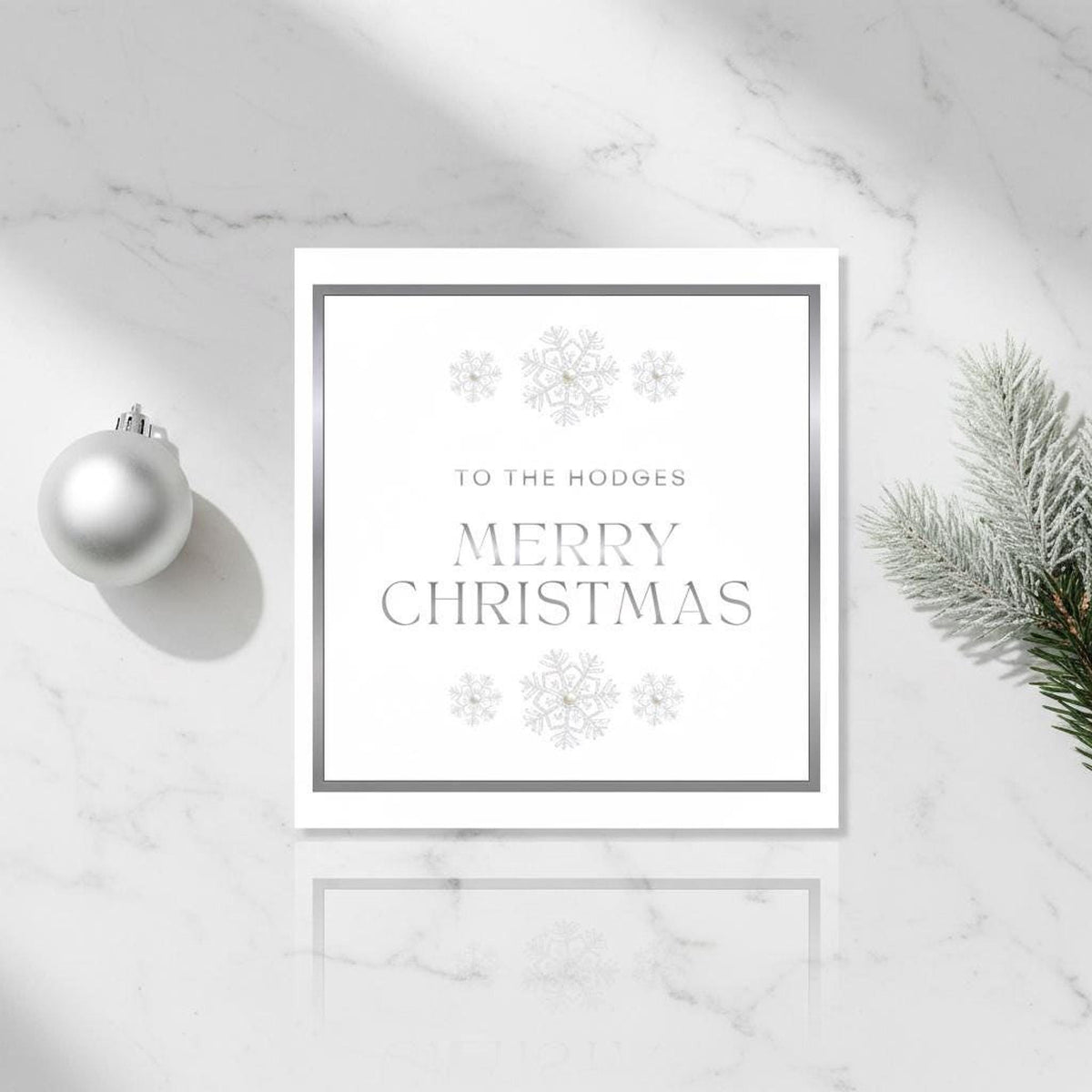Custom Name Card, Personalized Christmas with Foil and Pearl Finish