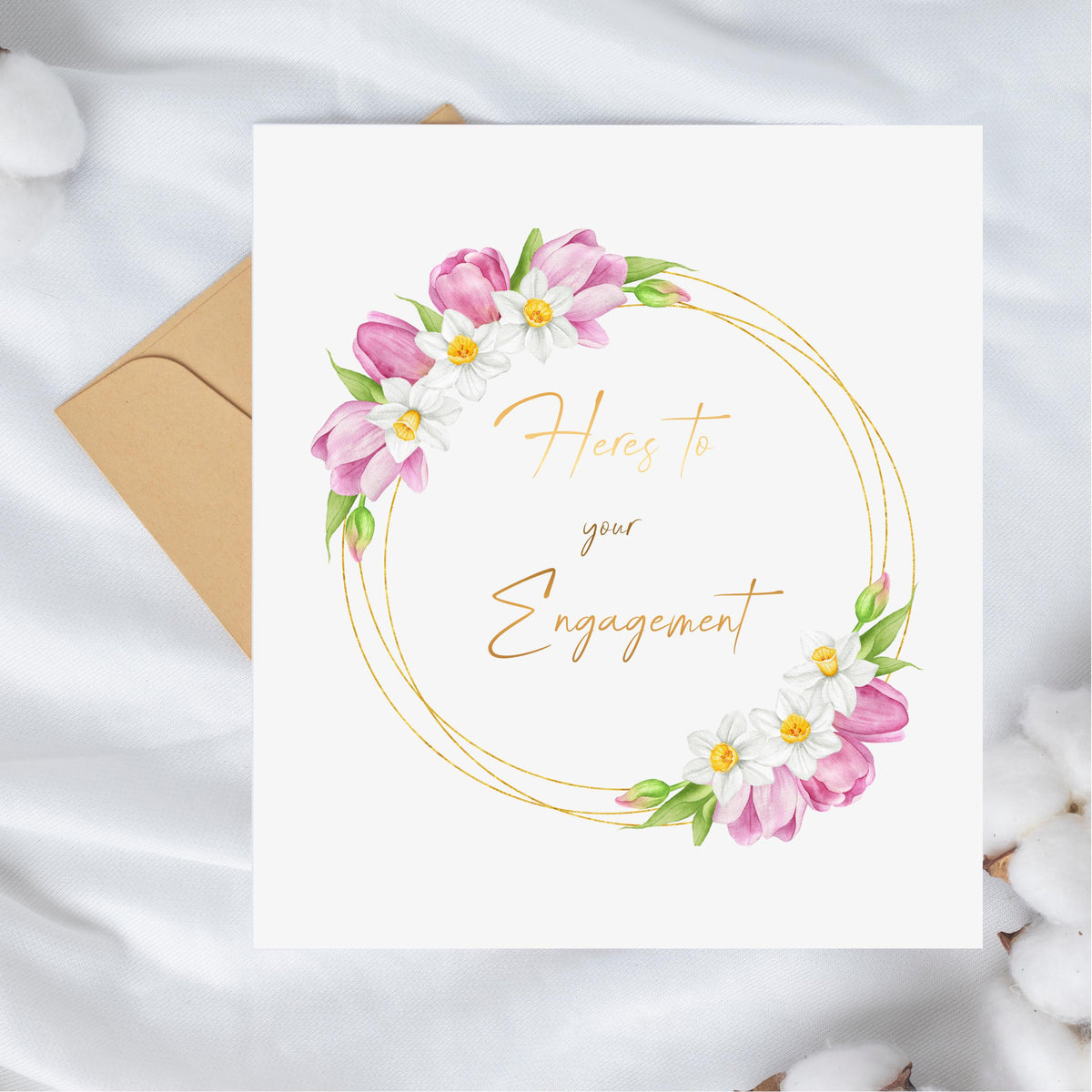 Engagement Card, Floral Watercolour Flower Design, Made To Order, For Celebrating Love