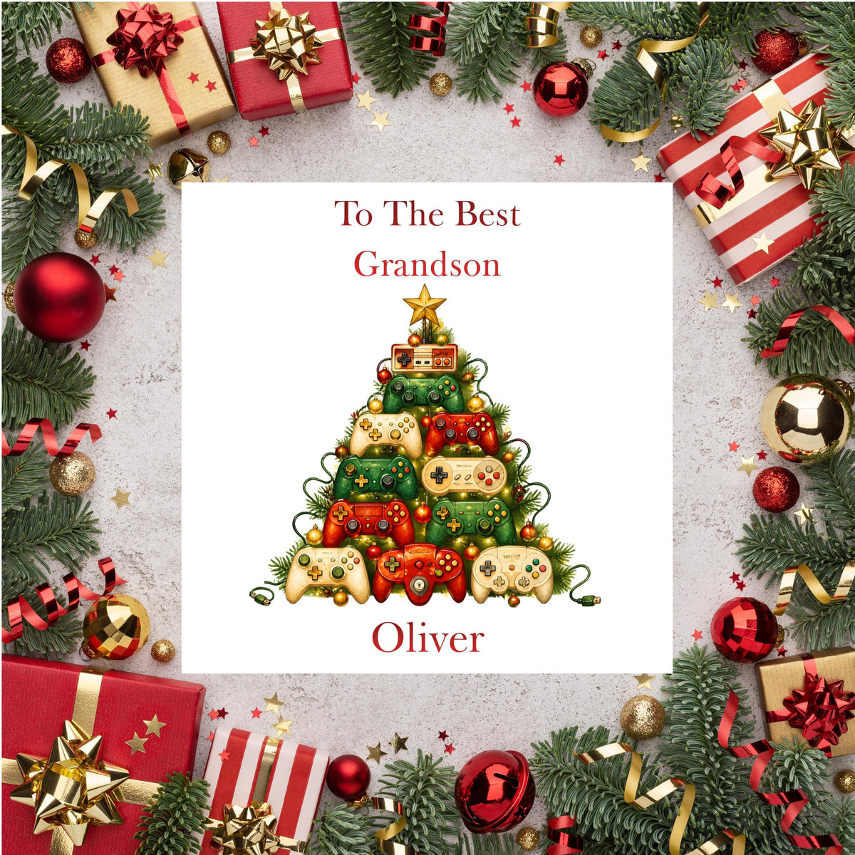 Custom Gamer Card, Personalized Christmas with Foiled Finish