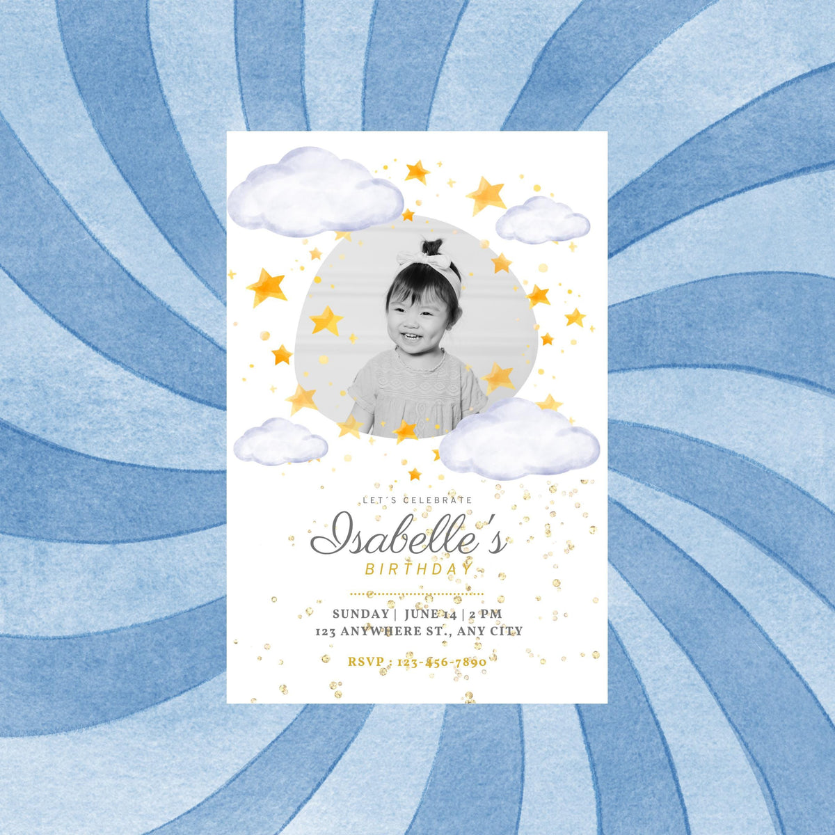 Under the Stars Birthday Invitation, Editable Digital Invite for Kids