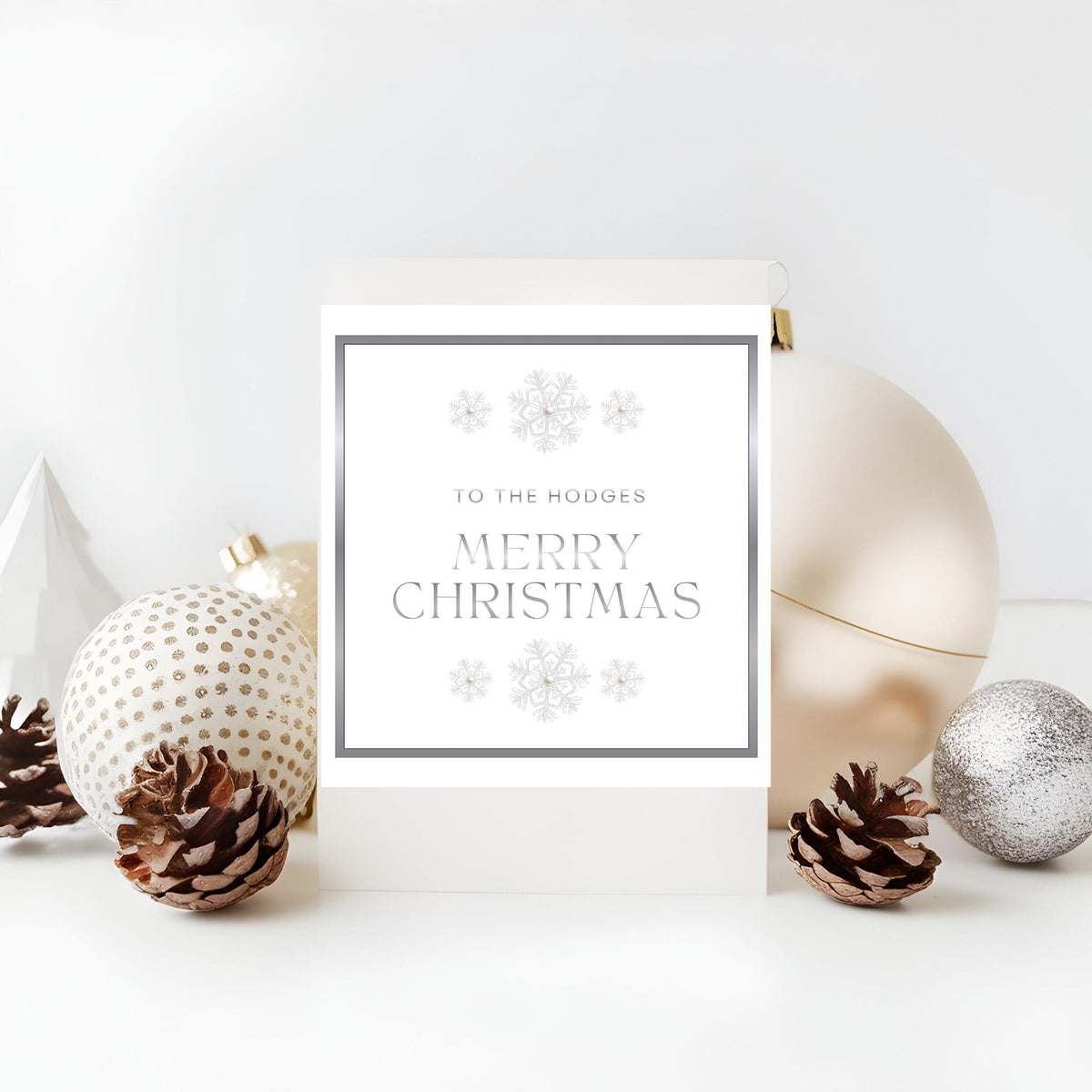 Custom Name Card, Personalized Christmas with Foil and Pearl Finish