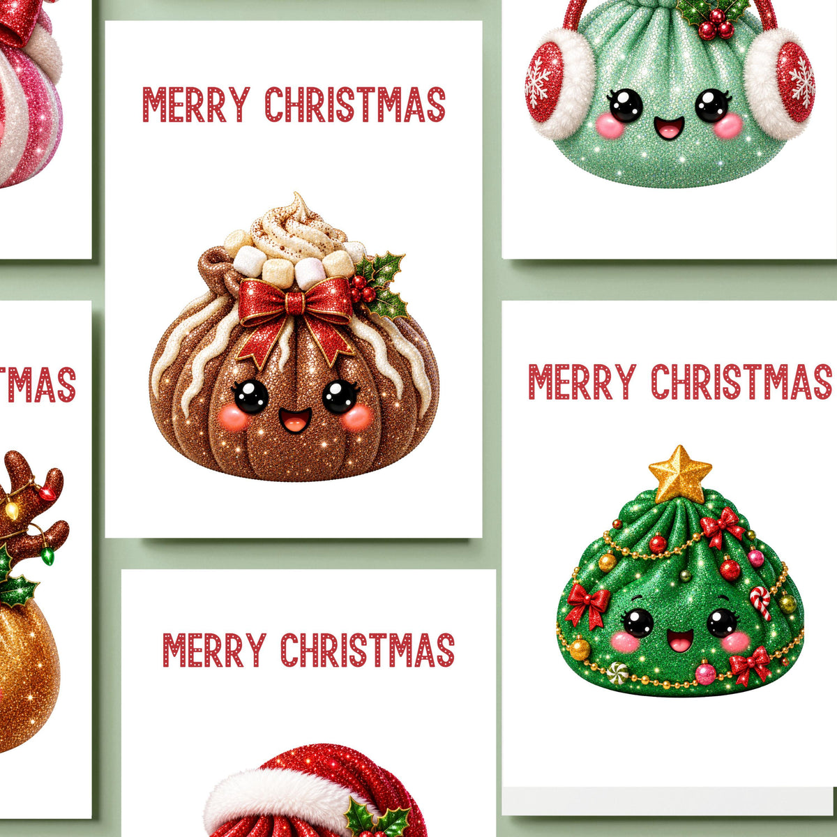 Tiny Christmas Cards, Set Of 6 With Matching Envelopes, Blank Inside