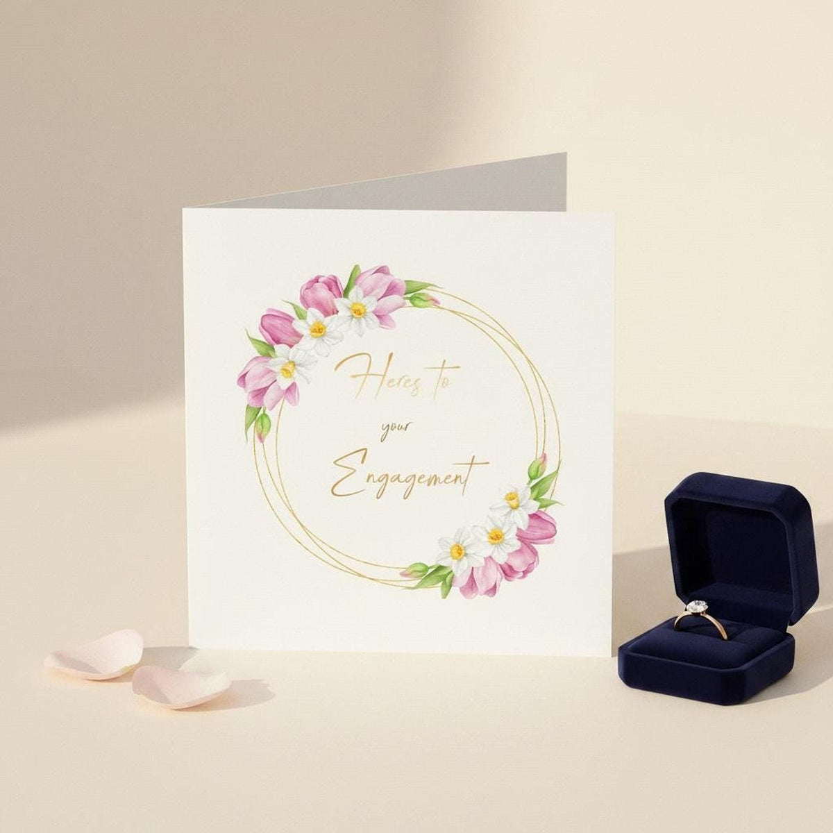 Engagement Card, Floral Watercolour Flower Design, Made To Order, For Celebrating Love