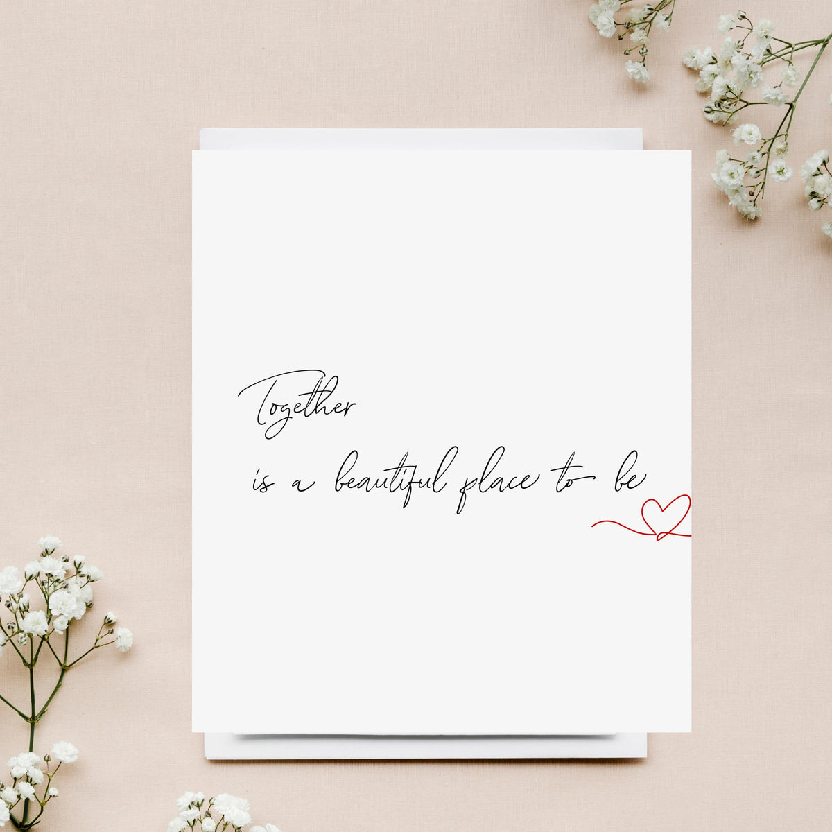 Engagement Card with Handwritten Love Message, Minimalist Modern Design