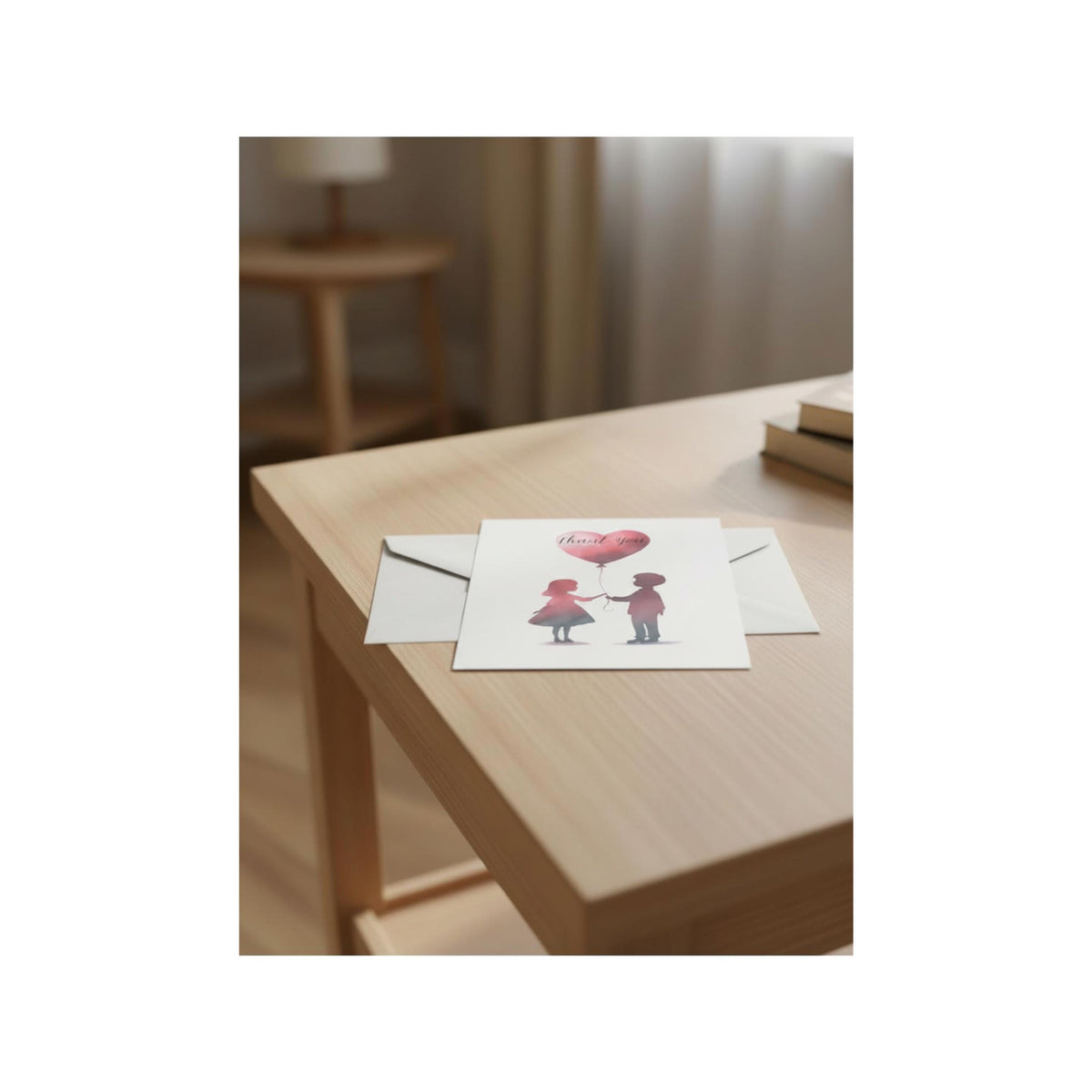6 thank you cards, handmade romantic illustration,