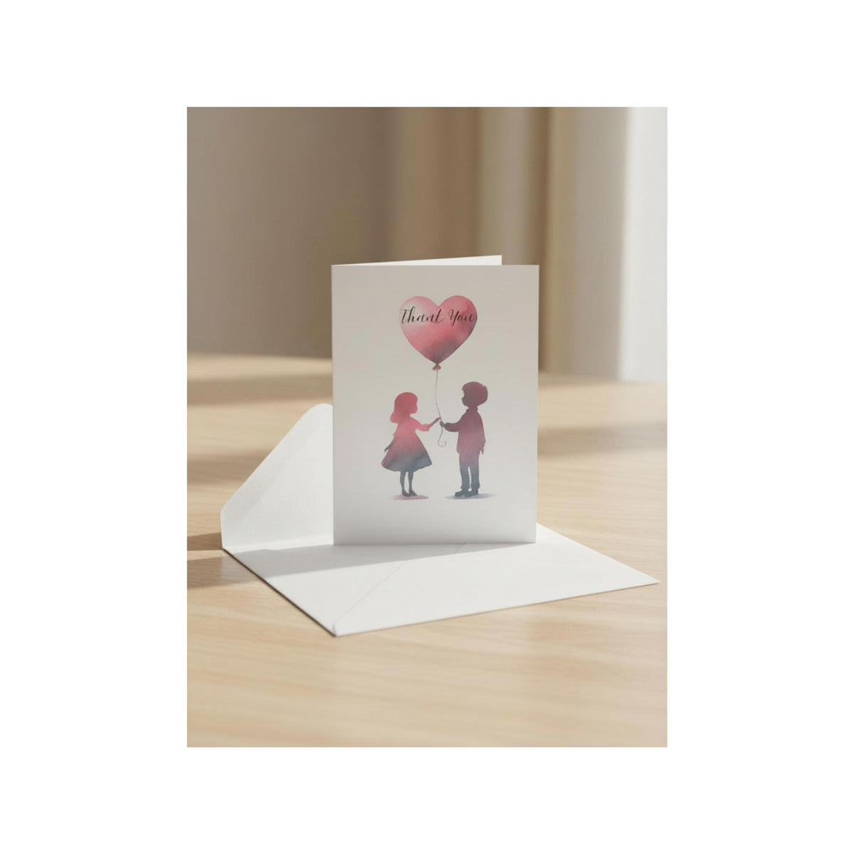 6 thank you cards, handmade romantic illustration,
