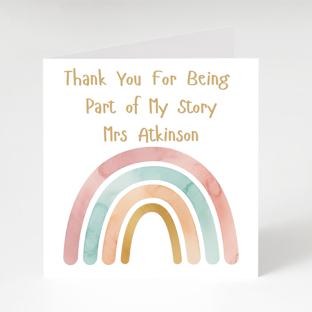 Personalised End of Year Teacher Gift, Handwritten Rainbow Design
