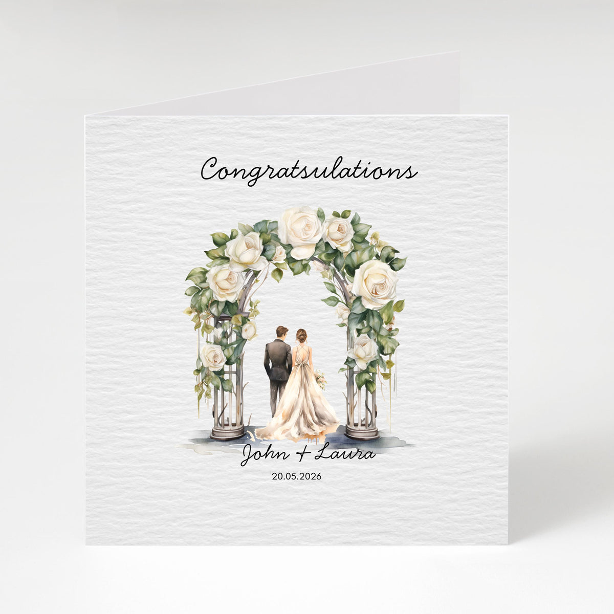 Custom Wedding Card, Watercolour Couple Illustration,