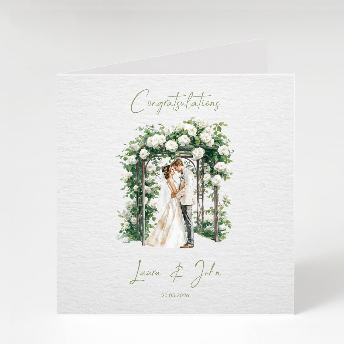Custom Wedding Card with Couple Names and Date | Floral Illustration