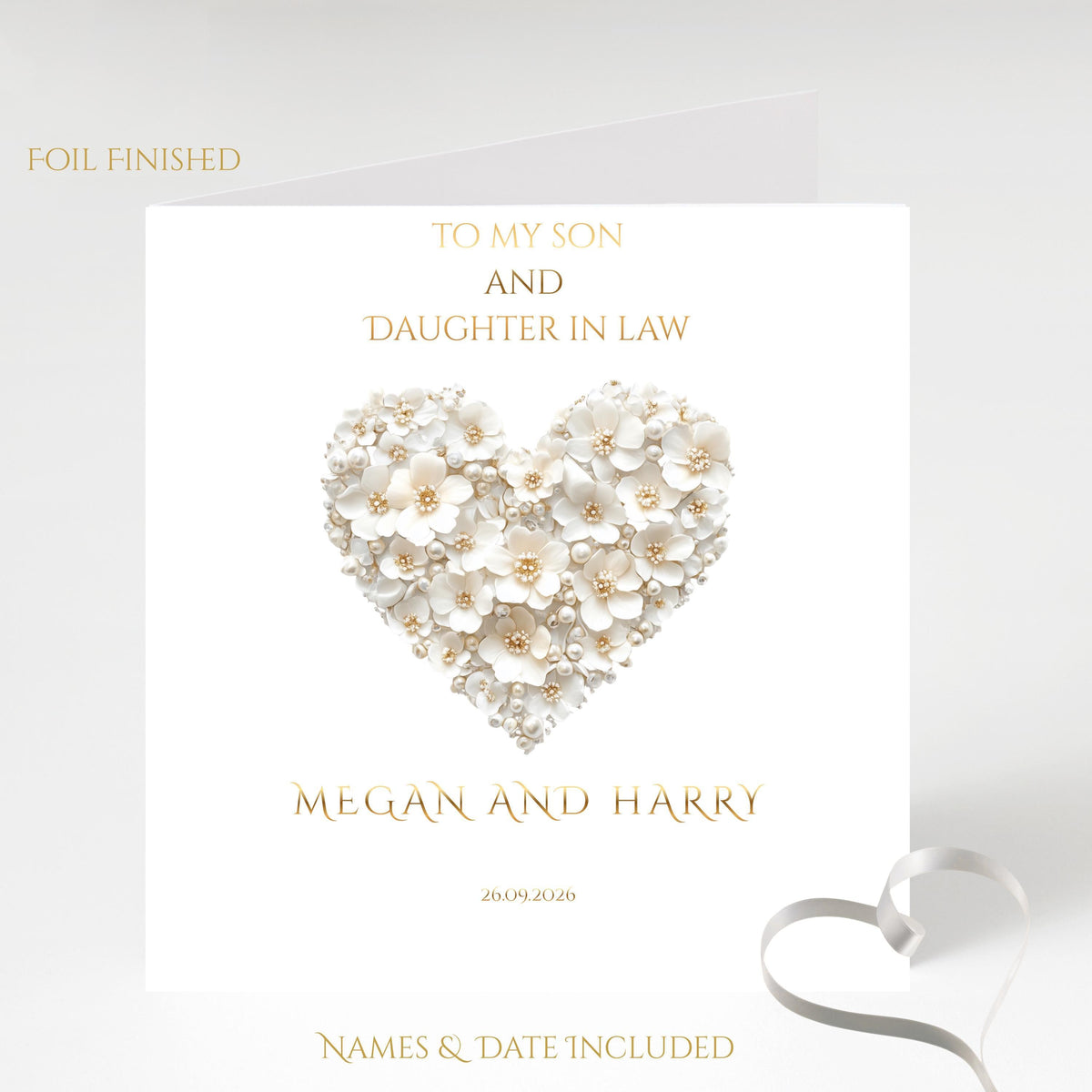 Personalized Card for Son and Daughter-in-Law, Custom Names with Foil Finish