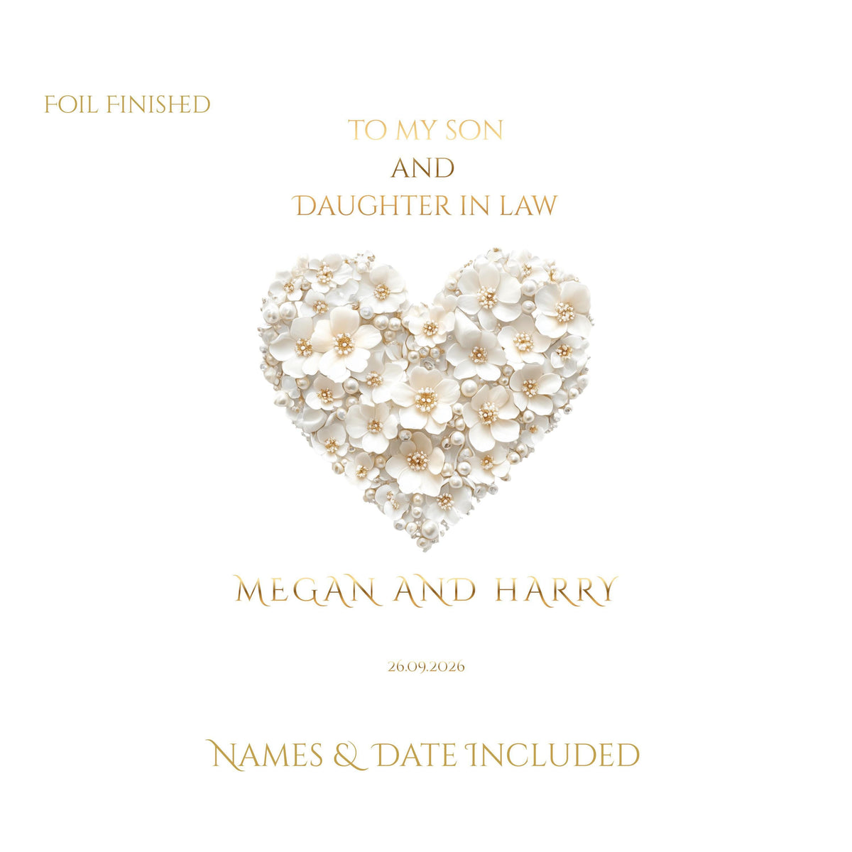 Personalized Card for Son and Daughter-in-Law, Custom Names with Foil Finish