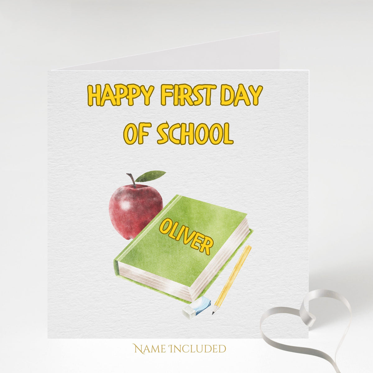 Personalized 1st Day at School Card with Custom Name and Cheerful Design
