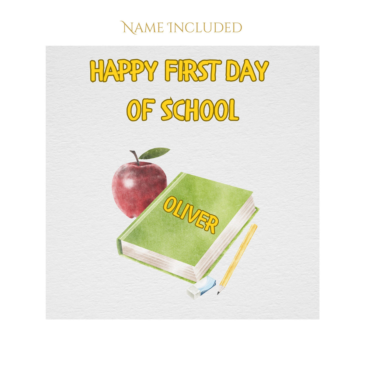 Personalized 1st Day at School Card with Custom Name and Cheerful Design