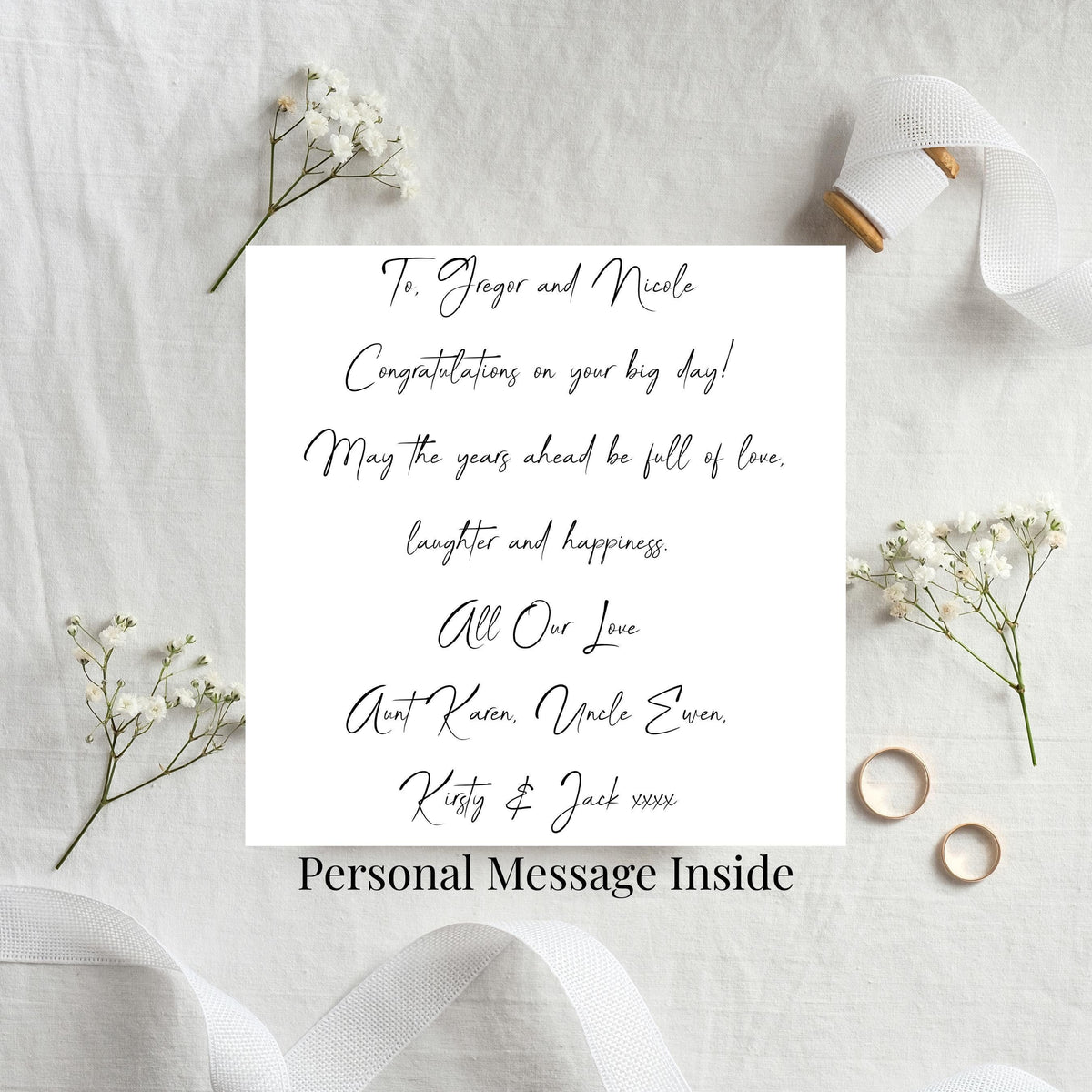 Foiled Wedding Card, Autumn Leaf Heart with Personalised Names And Date